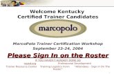 Welcome Kentucky  Certified Trainer Candidates