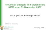 Provincial Budgets and Expenditure 07/08 as at 31 December 2007