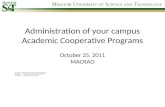 Administration of your campus Academic Cooperative Programs October 25, 2011 MACRAO