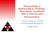 Responding to Mathematical Thinking:  Descriptive Feedback that is Precise and Personalized