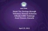 Smart Tax Savings through  Voluntary Pension Schemes Alhuda-CIBE Trainings Avari Towers, Karachi