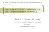 Two-layer Restoration Scheme for IP over Optical Networks with MPLS