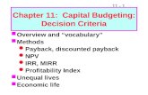 Chapter 11:  Capital Budgeting: Decision Criteria