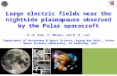 Large electric fields near the nightside plasmapause observed by the Polar spacecraft