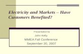 Electricity and Markets – Have Customers Benefited?