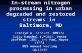 In–stream nitrogen processing in urban degraded and restored streams in  Baltimore, MD