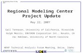 Regional Modeling Center  Project Update