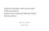 Optimal Design with Automatic Differentiation: Exploring Unbiased Steady-State  Relaxometry