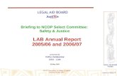 Briefing to NCOP Select Committee:  Safety & Justice LAB Annual Report 2005/06 and 2006/07