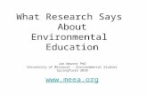 What Research Says  About Environmental  Education Jan Weaver PhD