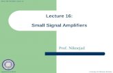 Lecture 16: Small Signal Amplifiers