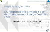 Large Taxpayer Units 12. Responsibilities, mission and vision statement of Large Business Units