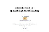 Introduction to  Speech Signal Processing