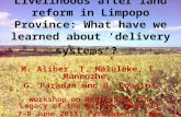 Livelihoods after land reform in Limpopo Province: What have we learned about ‘delivery systems’?