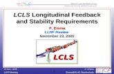 LCLS  Longitudinal Feedback and Stability Requirements P. Emma LLRF Review November 23, 2005