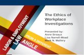The Ethics of Workplace Investigations Presented by: Anne Breaux Lisa Narrell-Mead Mark N. Mallery