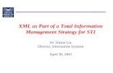 XML as Part of a Total Information Management Strategy for STI Dr. Simon Liu