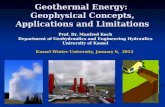 Geothermal Energy:  Geophysical Concepts, Applications and Limitations