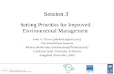 Session 3 Setting Priorities for Improved  Environmental Management
