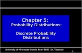 Chapter 5:   Probability Distributions: Discrete Probability Distributions