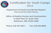 Certification  for  Youth Camps  2013