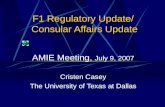 F1 Regulatory Update/  Consular Affairs Update