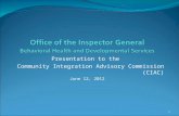 Office of the Inspector General Behavioral Health and Developmental Services