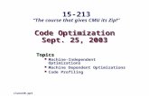 Code Optimization Sept. 25, 2003