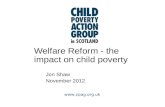 Welfare Reform - the  impact on child poverty