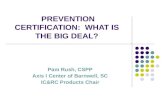 PREVENTION CERTIFICATION:  WHAT IS THE BIG DEAL?