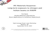 IFE Materials Response: Long-term exposure to nitrogen and helium beams on RHEPP