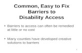 Common, Easy to Fix  Barriers to  Disability Access