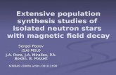 Extensive population synthesis studies of  isolated neutron stars  with magnetic  fi eld decay