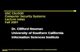 USC CSci530 Computer Security Systems  Lecture notes Fall 2007