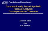 Computationally Sound Symbolic Protocol Analysis:  Correspondence Theorems