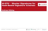 W-OTS +  – Shorter Signatures for Hash-Based Signature Schemes