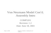 Von Neumann Model Con’d. Assembly Intro