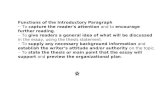 Functions of the Introductory Paragraph