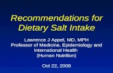 Recommendations for Dietary Salt Intake