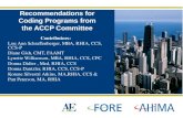 Recommendations for Coding Programs from the ACCP Committee