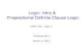 Logic: Intro &  Propositional Definite Clause Logic