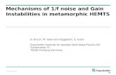 Mechanisms of 1/f noise and Gain Instabilities in metamorphic HEMTS
