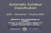 Automatic Syllabus Classification JCDL – Vancouver – 22 June 2007