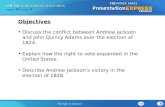 Discuss the conflict between Andrew Jackson and John Quincy Adams over the election of 1824.