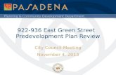 922-936  East  Green Street   Predevelopment Plan Review