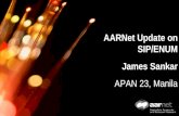 AARNet Update on SIP/ENUM James Sankar APAN 23, Manila
