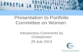 Presentation to Portfolio Committee on Women