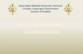 Abou Bakr Belkaid University Tlemcen Foreign Languages  Department Section of English