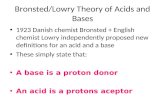 Bronsted /Lowry Theory of Acids and Bases