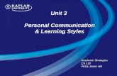 Unit 3   Personal Communication  & Learning Styles